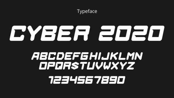 ヘッダー デジタル テクノロジー スポーツロゴデザインのための未来的なフォント ベクトルアルファベットの文字と数字 — ストックベクタ