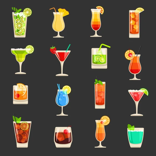 Drinken glazen pictogrammen — Stockvector