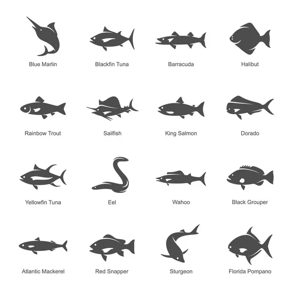 Conjunto de iconos de pesca — Archivo Imágenes Vectoriales