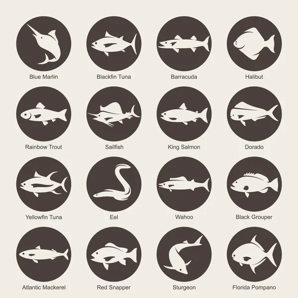 Ensemble d'icônes de pêche — Image vectorielle
