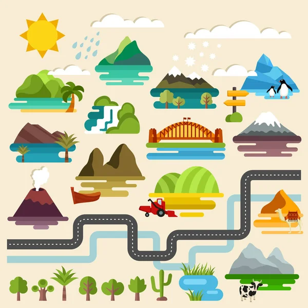 Verschillende landschappen set — Stockvector