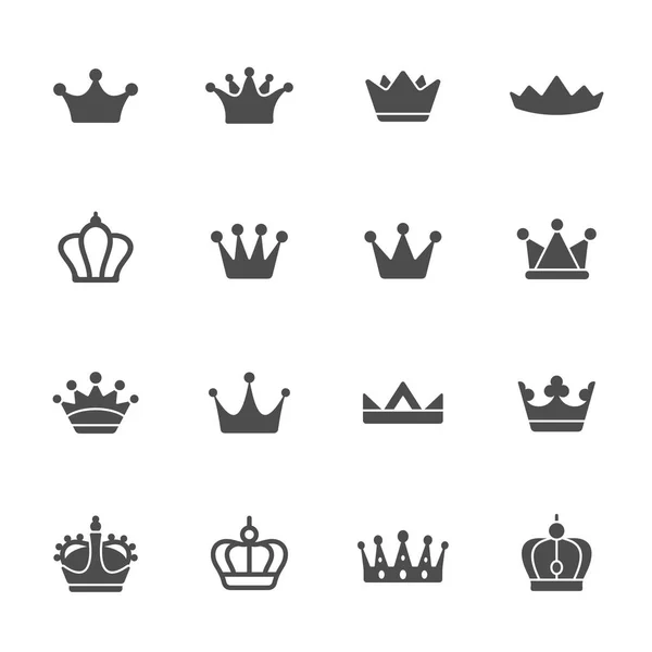 Corona iconos conjunto — Archivo Imágenes Vectoriales