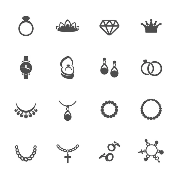 Jewellery theme icon set — Stock Vector