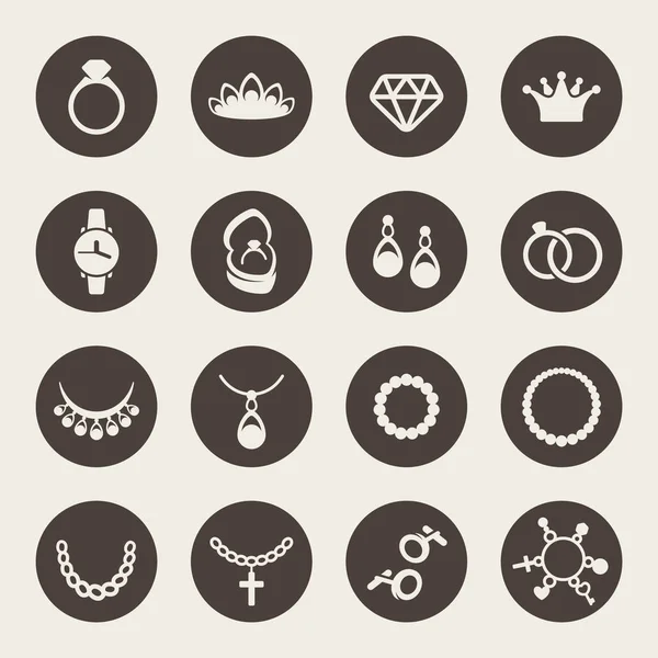 Bijoux thème icône ensemble — Image vectorielle