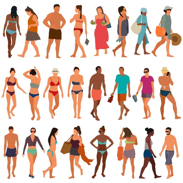 Gente de playa en el fondo — Archivo Imágenes Vectoriales