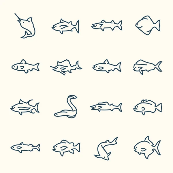 Ensemble d'icônes de pêche — Image vectorielle