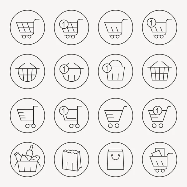 Conjunto de iconos de cesta — Vector de stock