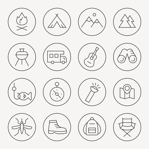 Conjunto de iconos de camping — Vector de stock