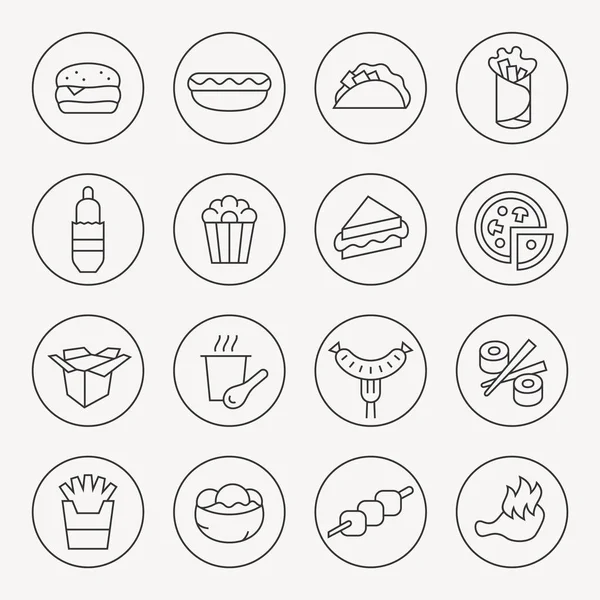 Juego de iconos de comida rápida — Vector de stock