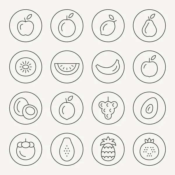 Iconos de línea de frutas — Vector de stock