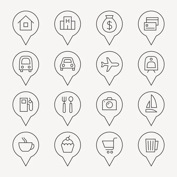 Map icons set — Stock Vector