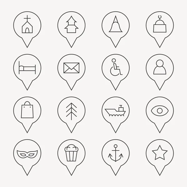 Mapa conjunto de ícones —  Vetores de Stock