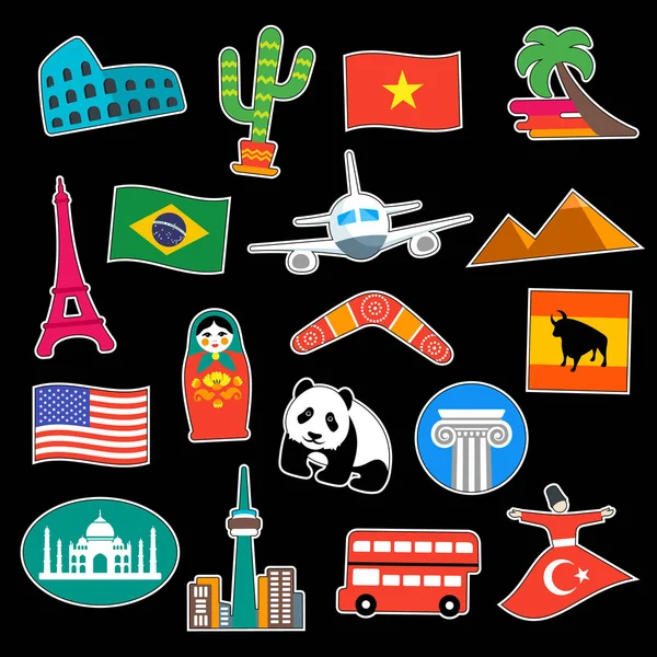 Reisstickers set — Stockvector