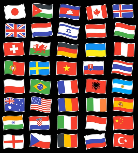 Flags stickers  set — Stock Vector