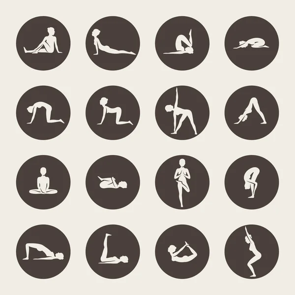 Set di pose yoga — Vettoriale Stock