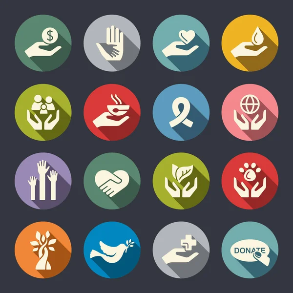 Ensemble d'icônes de bienfaisance — Image vectorielle