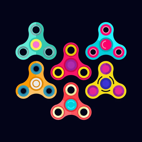 Beş renkli spinners — Stok Vektör
