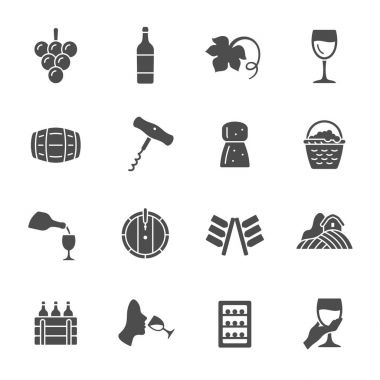 şarap Icons set