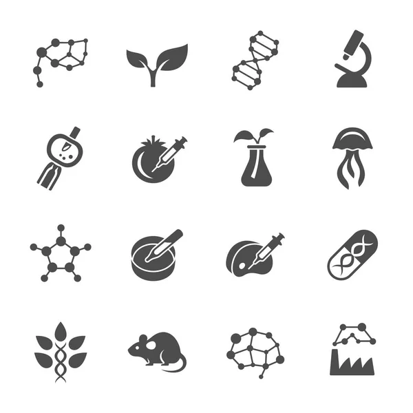 Set icone di bio tecnologia — Vettoriale Stock