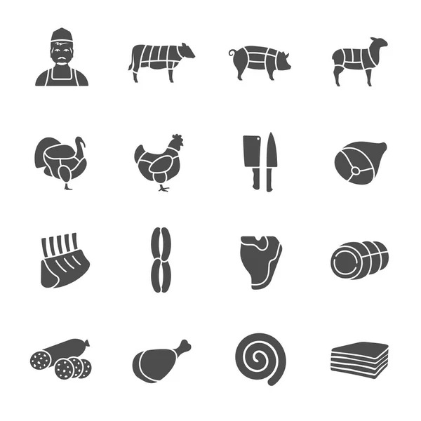 Kasaplık Icons set — Stok Vektör