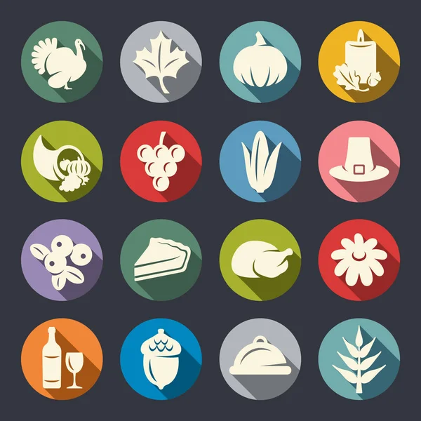 Thanksgiving Holidays flat icons — Stock Vector