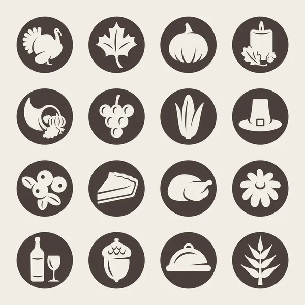 Thanksgiving vakantie plat pictogrammen — Stockvector