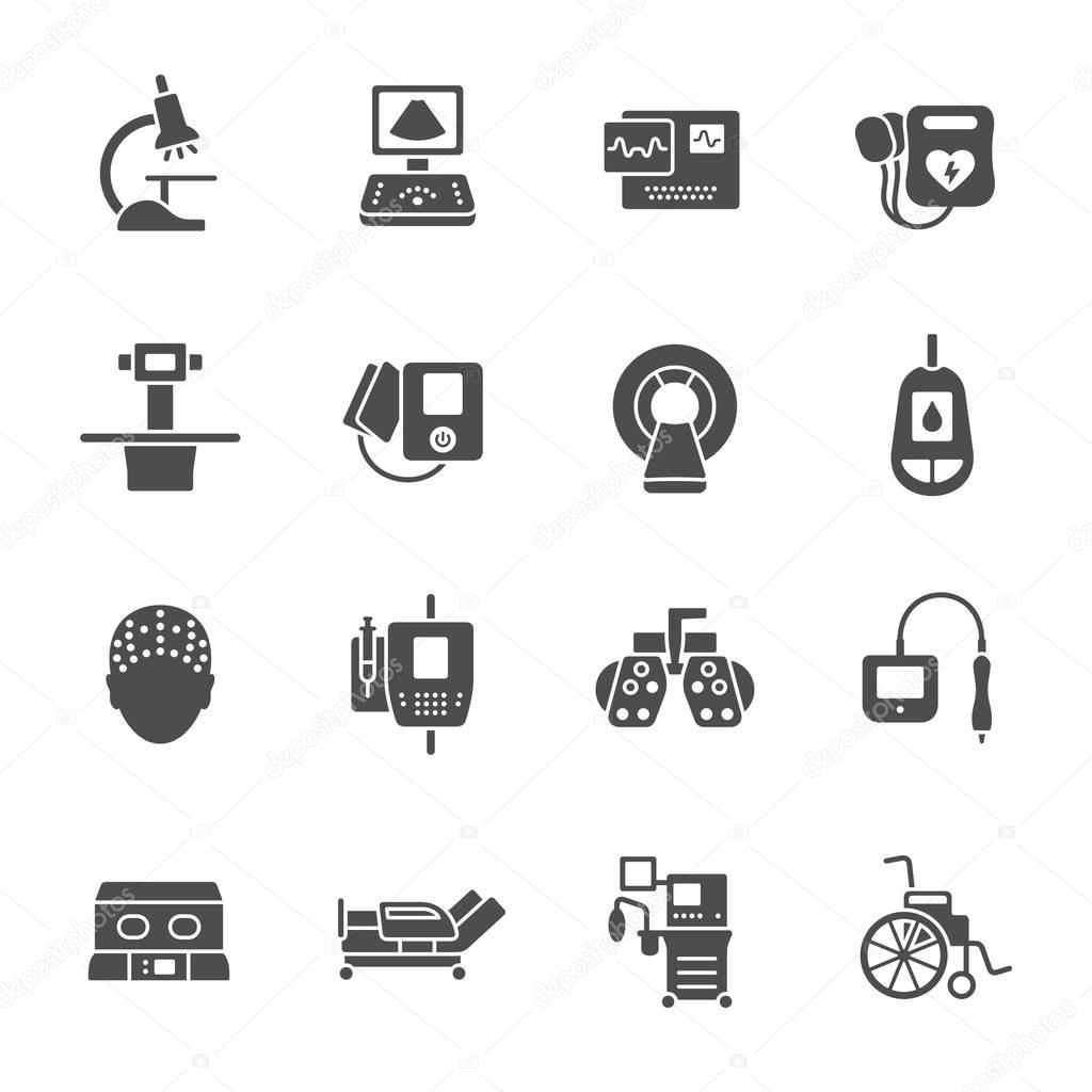 medical equipment icons set