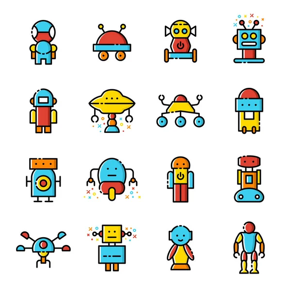 Conjunto de iconos de robots — Vector de stock