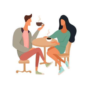 Kafe ikonundaki çift, basitçe vektör illüstrasyonu   