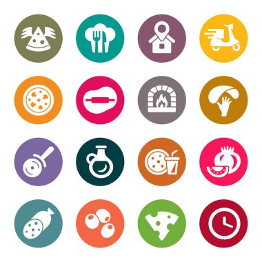 Pizza ikonları, basitçe vektör illüstrasyonu    