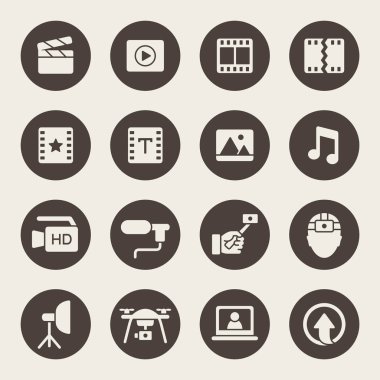 Video simgeleri kümesi, basitçe vektör illüstrasyonu    