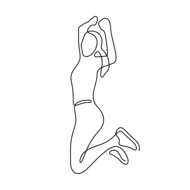 kız atlama çizgisi simgesi, basitçe vektör illüstrasyonu  