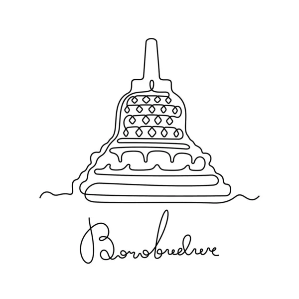 Ícone Linha Borobudur Simplesmente Ilustração Vetorial — Vetor de Stock