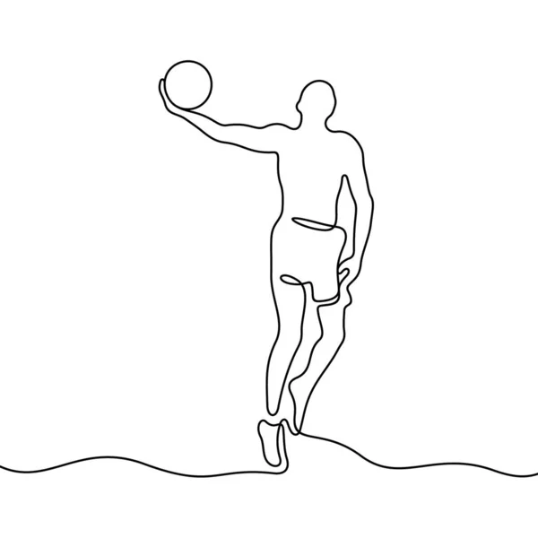 バスケットボール選手のラインアイコンベクトルイラスト — ストックベクタ