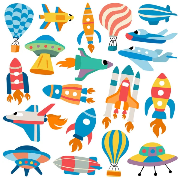 Spaceships Icons Simply Vector Illustration — Stock Vector