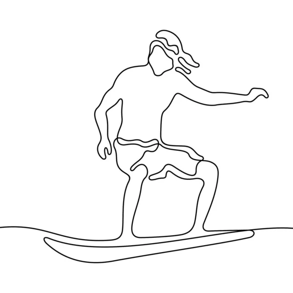 Surfer Lijn Pictogram Gewoon Vector Illustratie — Stockvector