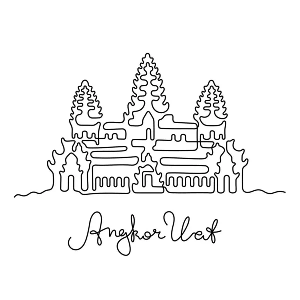 Angkor Lijn Pictogram Gewoon Vector Illustratie — Stockvector