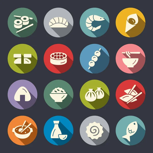 Set Asian Food Icons Simply Vector Illustration — Stock Vector