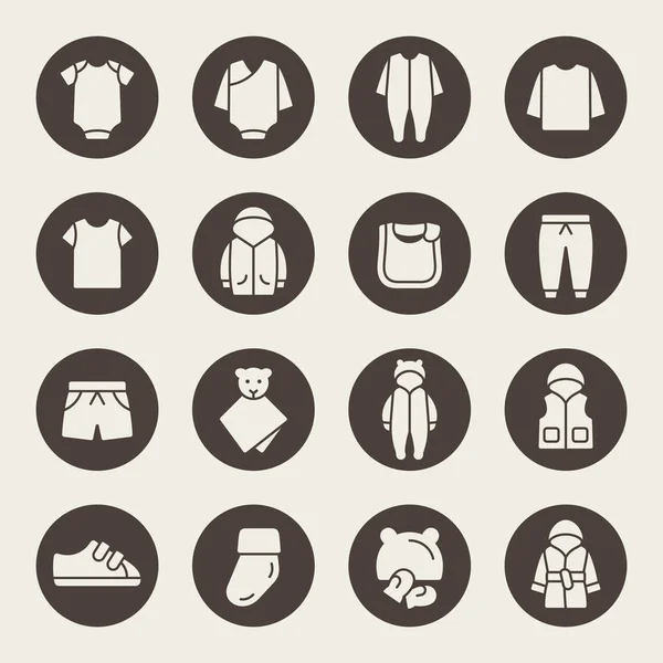 Set Icone Abbigliamento Bambini Semplicemente Illustrazione Vettoriale — Vettoriale Stock
