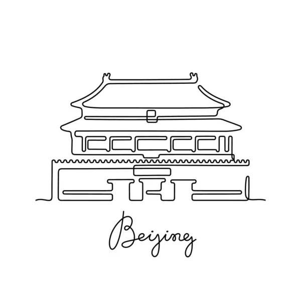Beijing Lijn Pictogram Gewoon Vector Illustratie — Stockvector