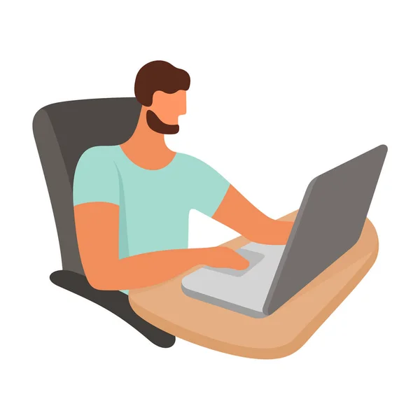 Man Working Laptop Icon Simply Vector Illustration — 스톡 벡터