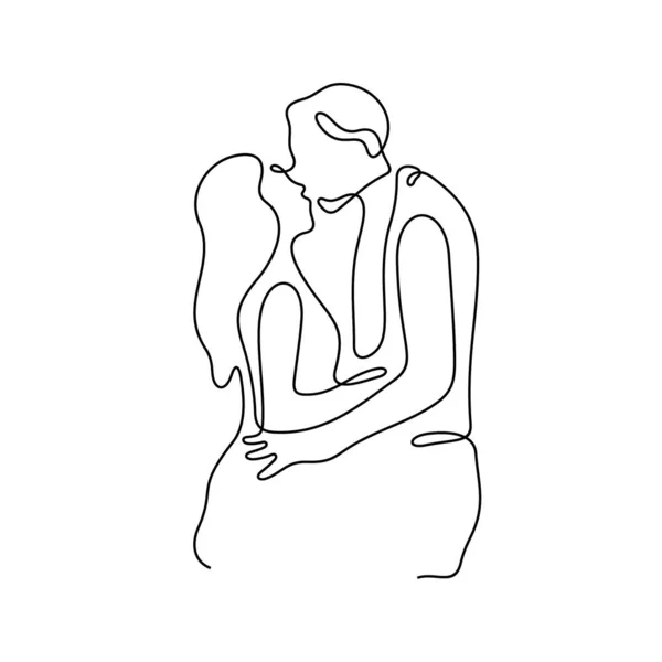 Couple Dans Icône Ligne Amour Illustration Vectorielle Simple — Image vectorielle
