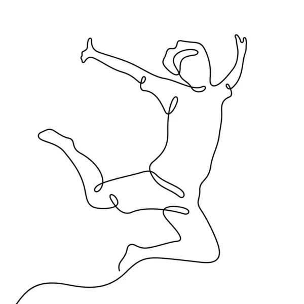 Hombre Salto Icono Línea Simplemente Vector Ilustración — Vector de stock
