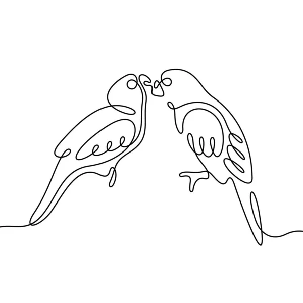 Parrots Kissing Line Icon Simply Vector Illustration — 스톡 벡터
