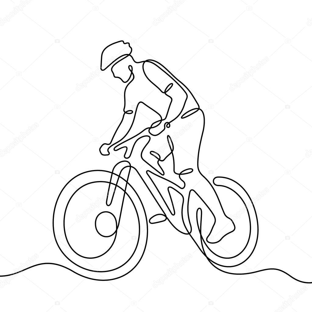 cyclist line icon, simply vector illustration  