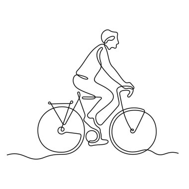 Bisikletçi satır simgesi, basitçe vektör illüstrasyonu  