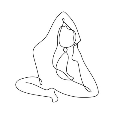 yoga kız çizgisi simgesi, basitçe vektör illüstrasyonu  