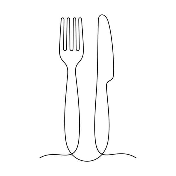 Fork Knife Line Icon Simply Vector Illustration — Stock Vector