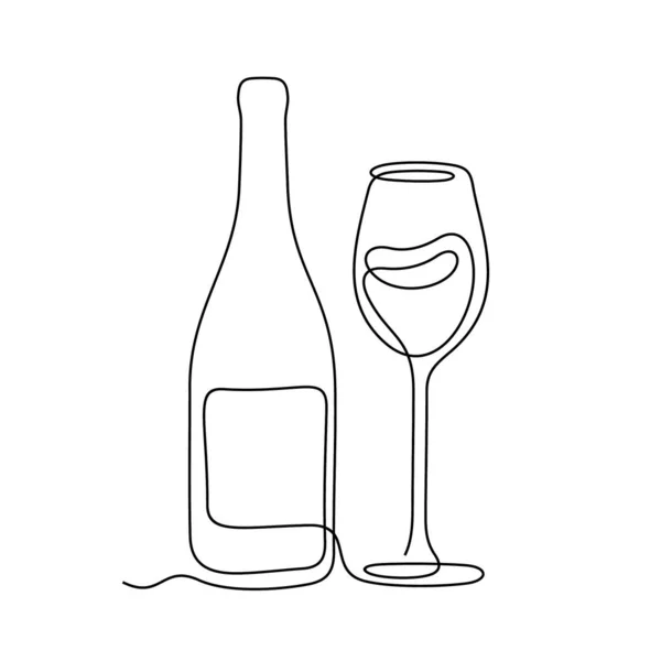 Glass Bottle Line Icon Simply Vector Illustration — 스톡 벡터