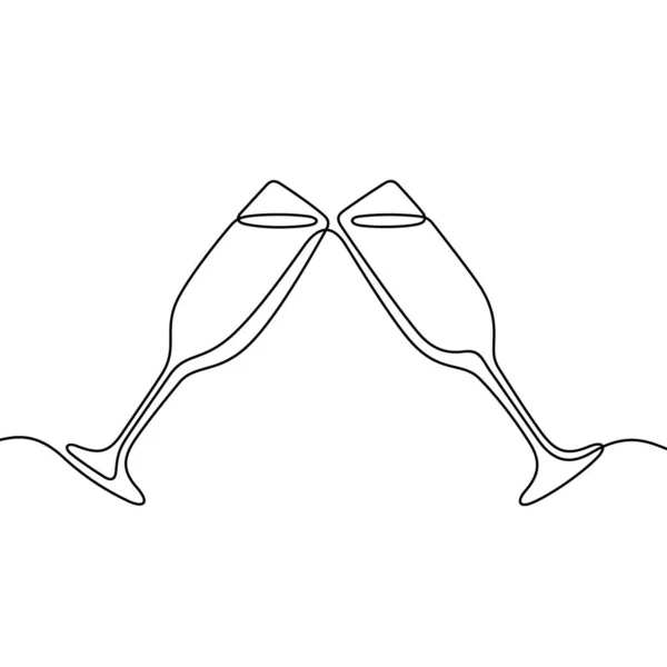 Prost Champagner Linie Symbol Einfach Vektor Illustration — Stockvektor